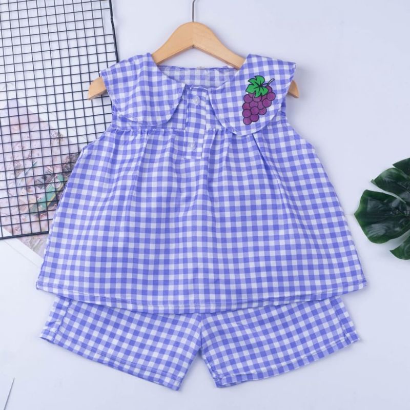 SETELAN SATU SET BAJU FRUIT KOTAK ANAK PEREMPUAN CEWEK BABY  LUCU MURAH