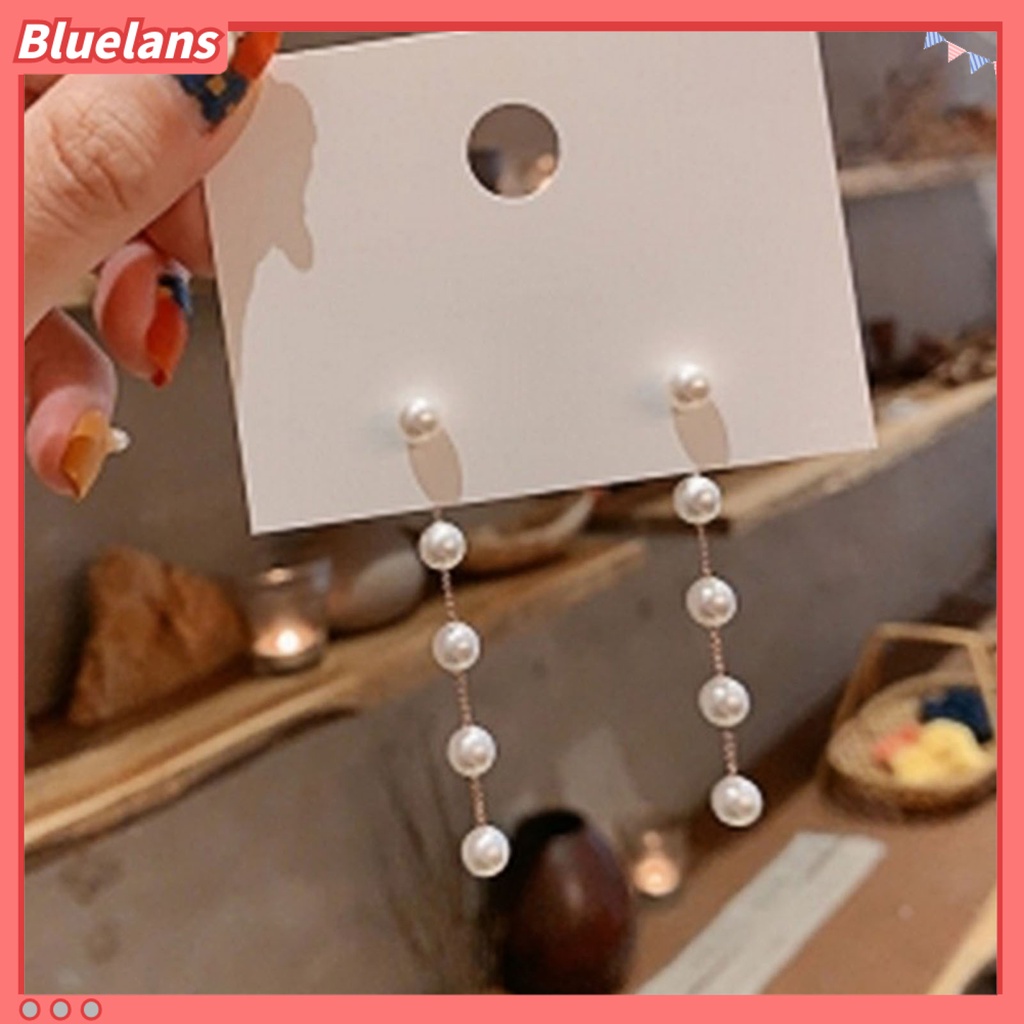 Bluelans Ear Studs Faux Pearl Temperament Women Korean Style Tassel Earrings