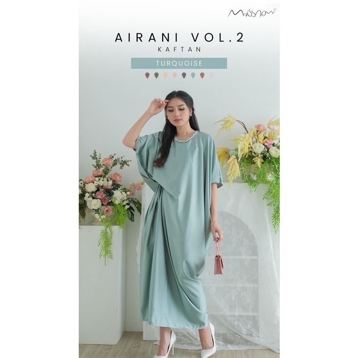 Bayar di Tempat Missnomi - Airani Kaftan Vol.2 Kaftan / Baju Lebaran / Kaftan Lebaran - TURQUOISE, F