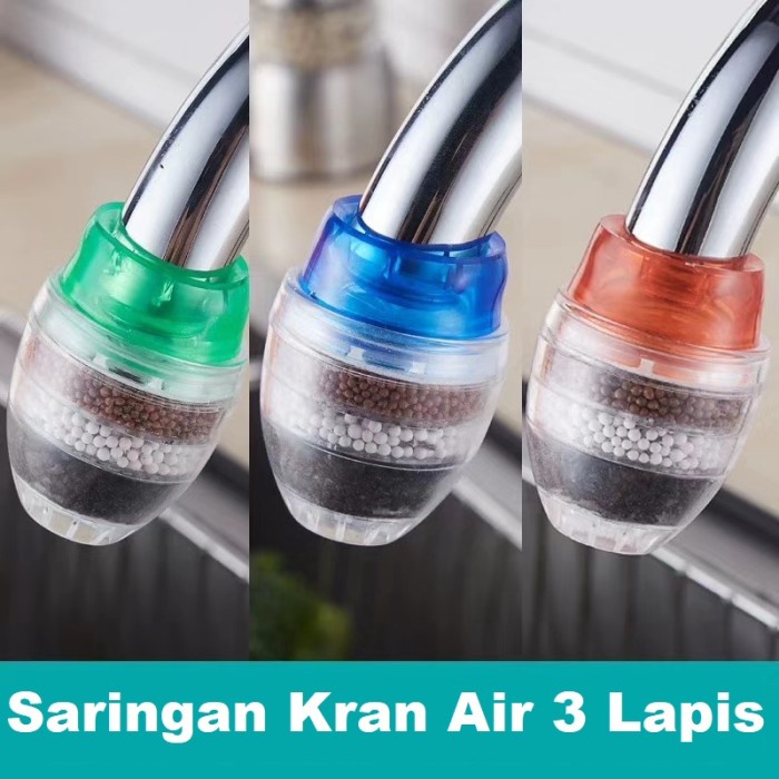 Sambungan Kran Air 3 Lapis Saringan/Filter Keran Air/Water Purifier Water Filter Air Karbon