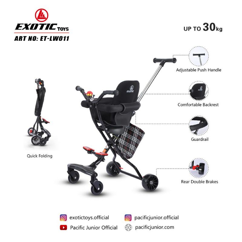 Stroler Exotic LW-011 Kursi Dorong Anak Keranjang Jok