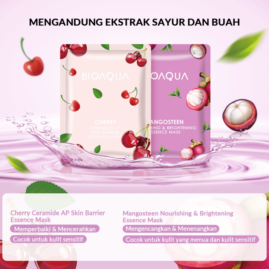 BIOAQUA Sheet Mask Hydrating Essence Face Mask Brightening Moisturizing Skin Care Anti aging Masker Wajah(25g/pcs)