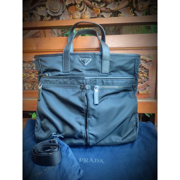 Prada Re-Nylon Leathee Tote