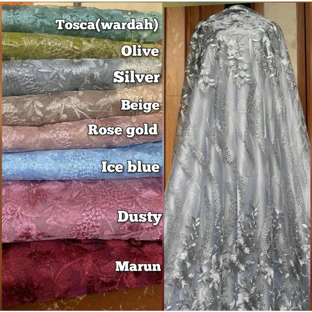 Bakal kain brokat brukat tile bordir pinggiran,tile new bordir,bahan kebaya,kebaya wisuda,bakal brok