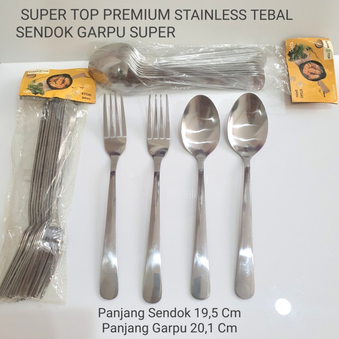 SUPER TOP PREMIUM Sendok/Garpu Stainless Tebal Restoran Hotel Cafe