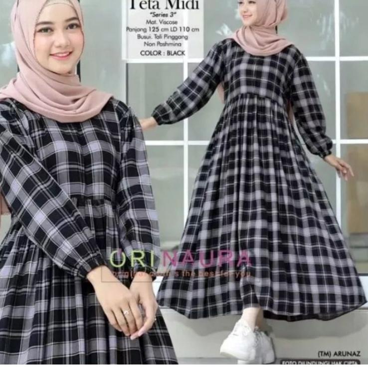 Stok Terbaru GAMIS MIDI KOTAK PREMIUM // GAMIS MIDI KOTAK WANITA // GAMIS TERBARU