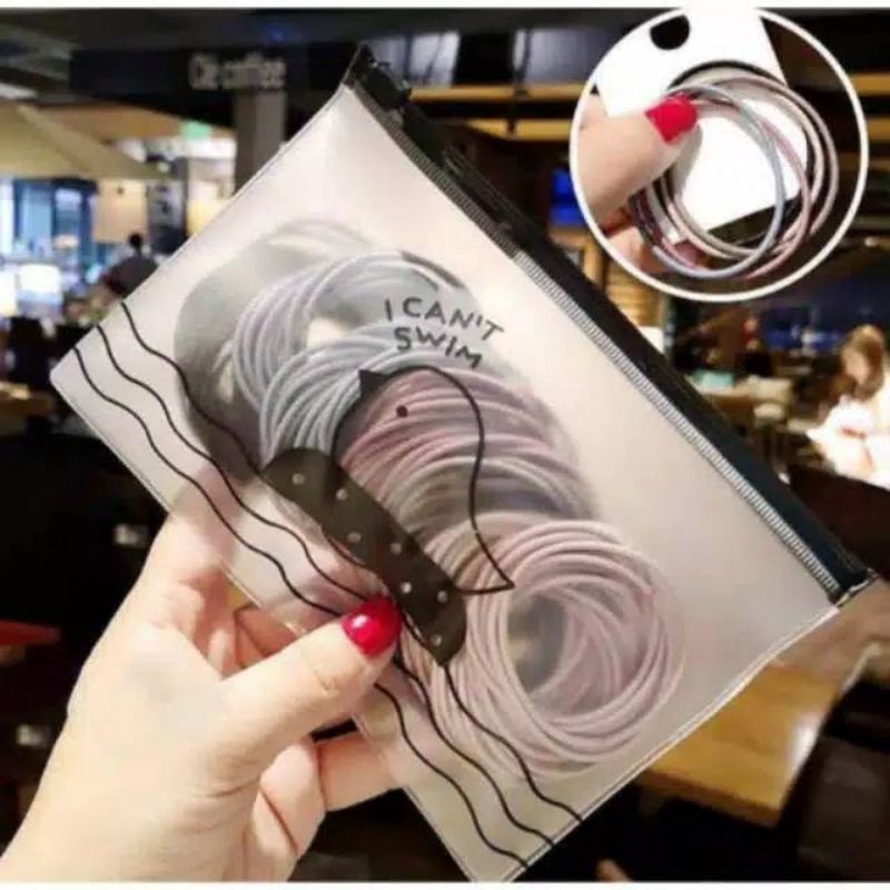 50 pcs/100 pcs ikat rambut korea Murah free tas zip lock(Victoria)
