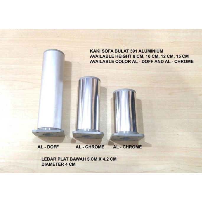 Kaki Sofa 15 CM Bulat Aluminium 391