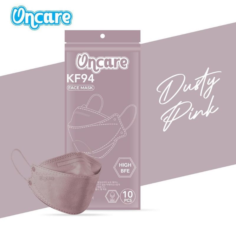 KF94 MASKER FACEMASK MOUSON / CAREION / ONCARE 4PLY ISI 10 PCS WARNA HITAM - PUTIH-DUSTY PINK ONCARE/KF