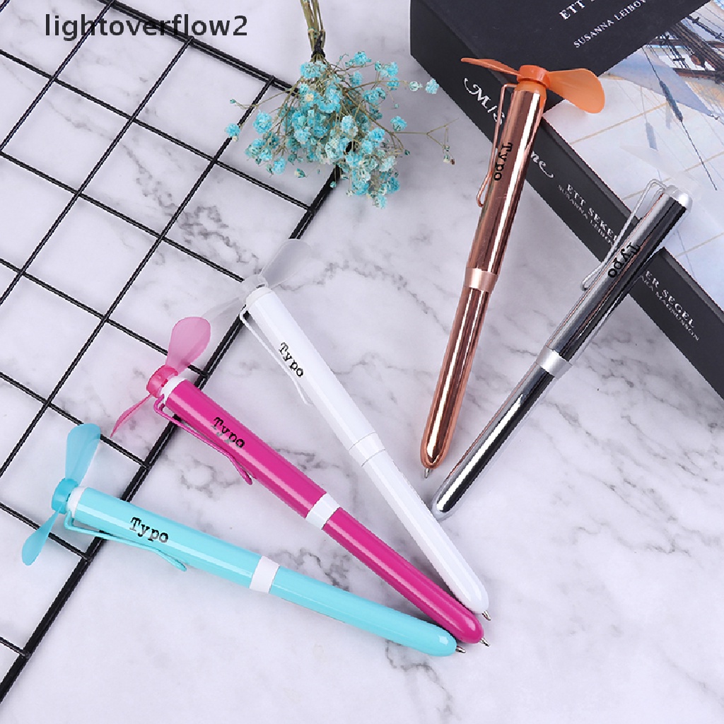 (lightoverflow2) Pulpen Dengan Kipas Angin mini Bahan Metal Untuk Pelajar