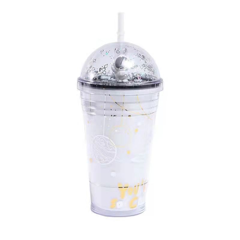 Botol Minum 450ml Tumbler Astronaut Gelas Botol Minum Air Sedotan