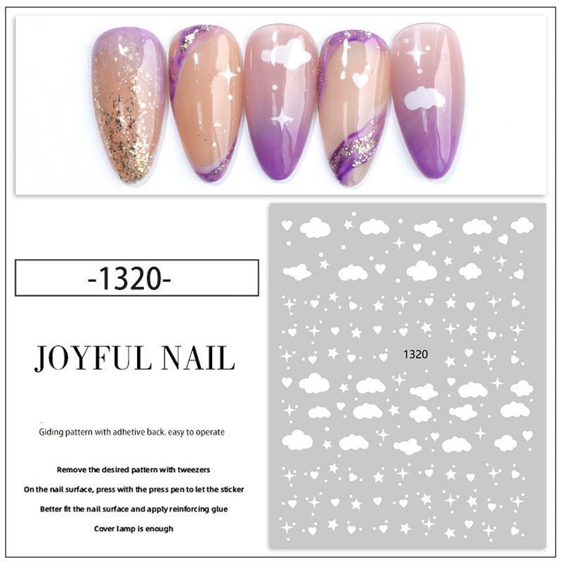 MANIK KUKU LUCU (Dreamy Cloud Twinkling Star) 1 Lembar / Pak Stiker Kuku Foil Transfer Air Untuk Nail Art / Manicure Diy