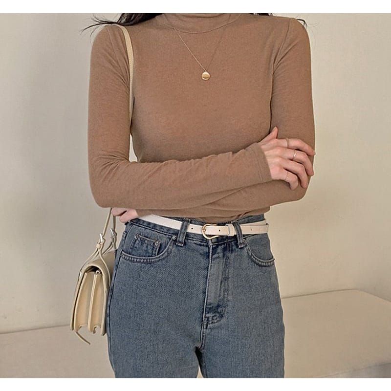 Bundara.id Ba-932 Size M L XL XXL korean style Baju Wanita Lengan Panjang Middle Collar Kaos knit / RIB import