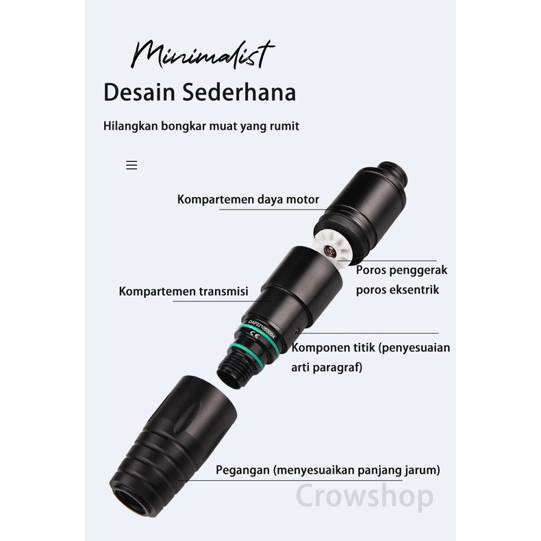 Aurora P2 Pen Mesin Tato Dengan 3pcs Grip Silikon RCA Interface Untuk Semi Permanen Microblading Ready Stock