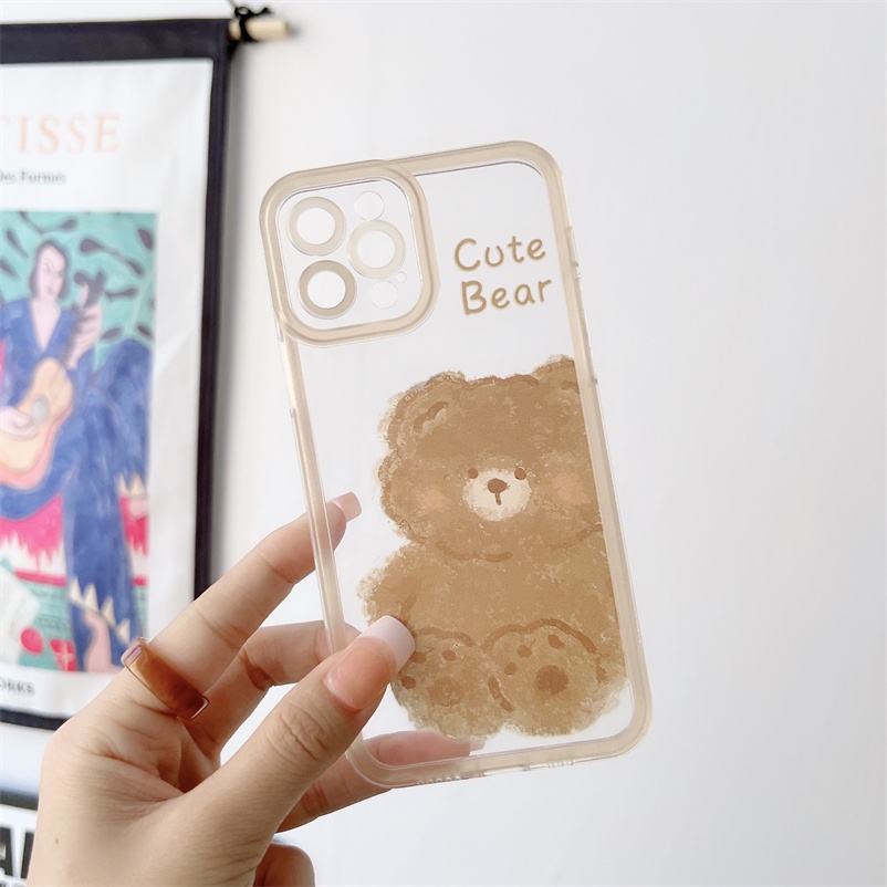 Soft Case Hp Gambar Kartun Beruang Tahan Goncangan Untuk  Casing Compatible for iPhone 13 12 11 Pro Max IPhone Xs Max X Xr iPhone 7 8 6 6s Plus SE 2020 Phone Case