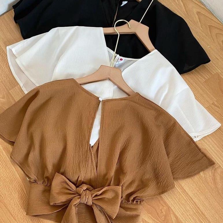 New Stock BOW BACK CARDIE OUTERWEAR ROMPI LENGAN PENDEK BATWING TALI PITA CARDIGAN WANITA REMAJA MUS