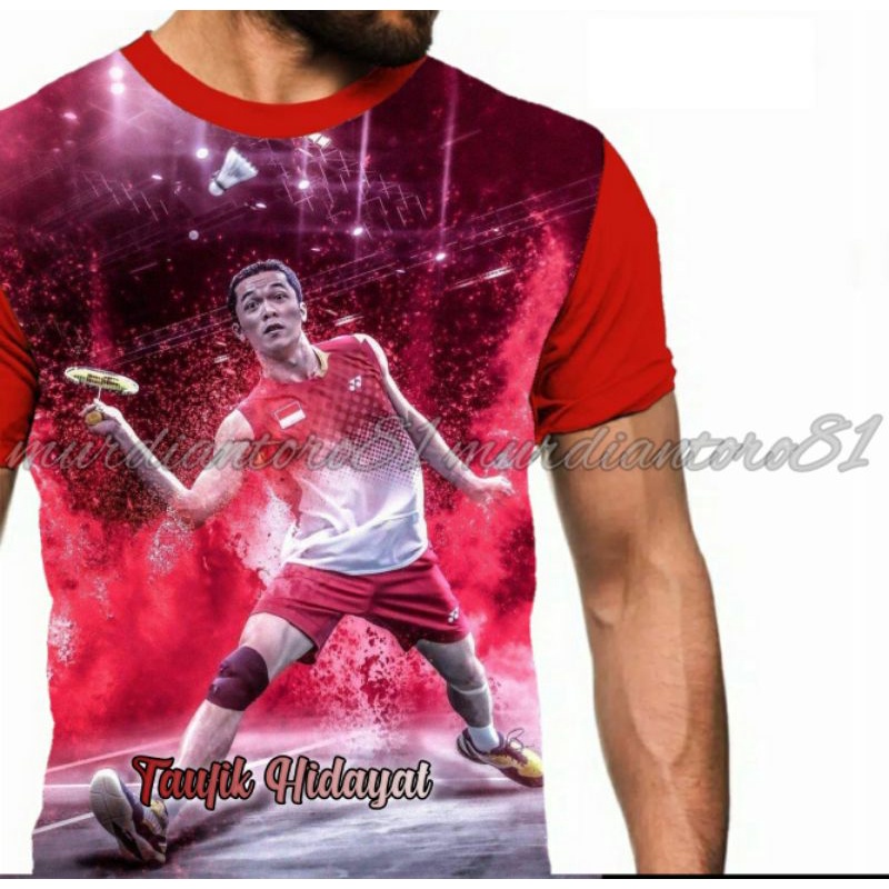 Kaos Badminton Taufik Hidayat atlet bulutangkis Jersey murah anak cowok pria gaul kekinian ootd