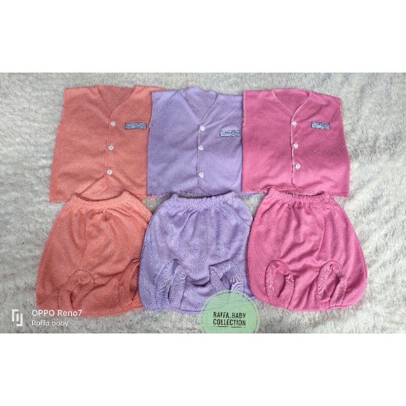 paket hemat 9stel/18pcs baju bayi polos warna pink ,Salem &amp; ungu