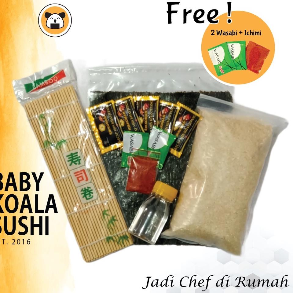 

Order--PAKET BAHAN SUSHI LENGKAP 10 Porsi Halal │ Beras Japonica, Nori, Bambu Mat, Shoyu, Sushi Seasoning