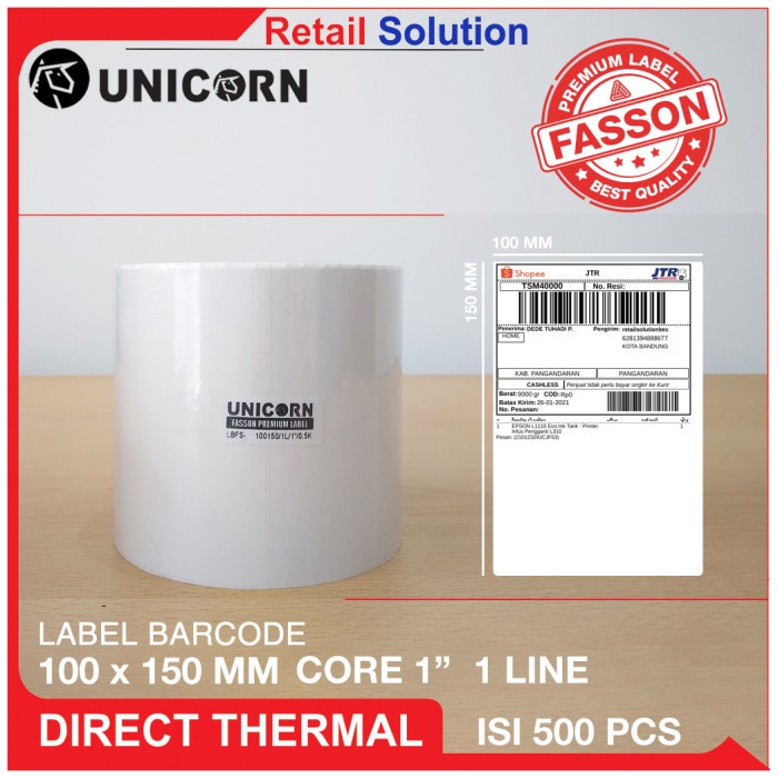 

Stiker Label Barcode Thermal 100x150mm 100x150 mm 100 x 150 mm 4" X 6