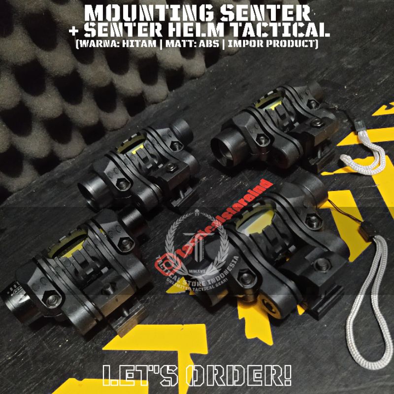 Paket Mounting Senter + Senter Helm Tactical