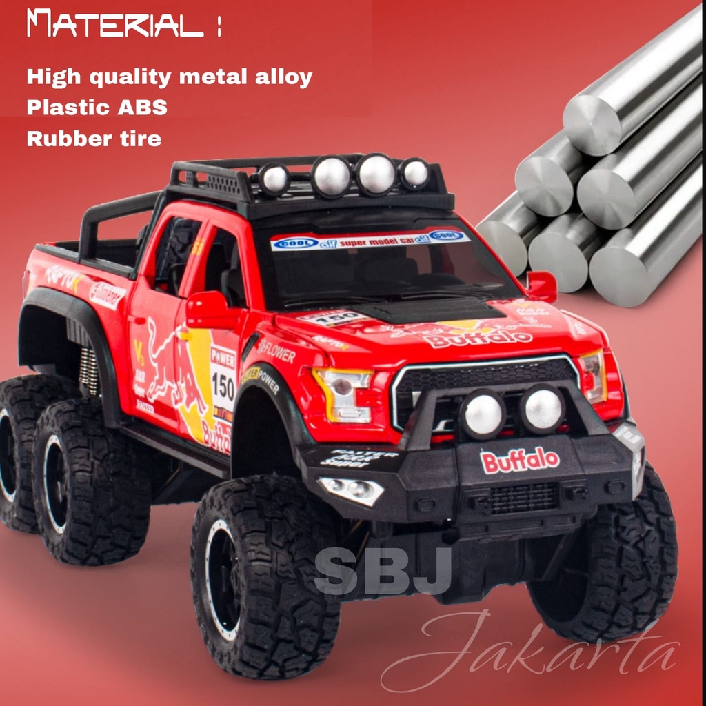 DIECAST MOBIL FORD RAPTOR 150 BIG WHEEL RED BULL BUFFALO SKALA 1 : 28