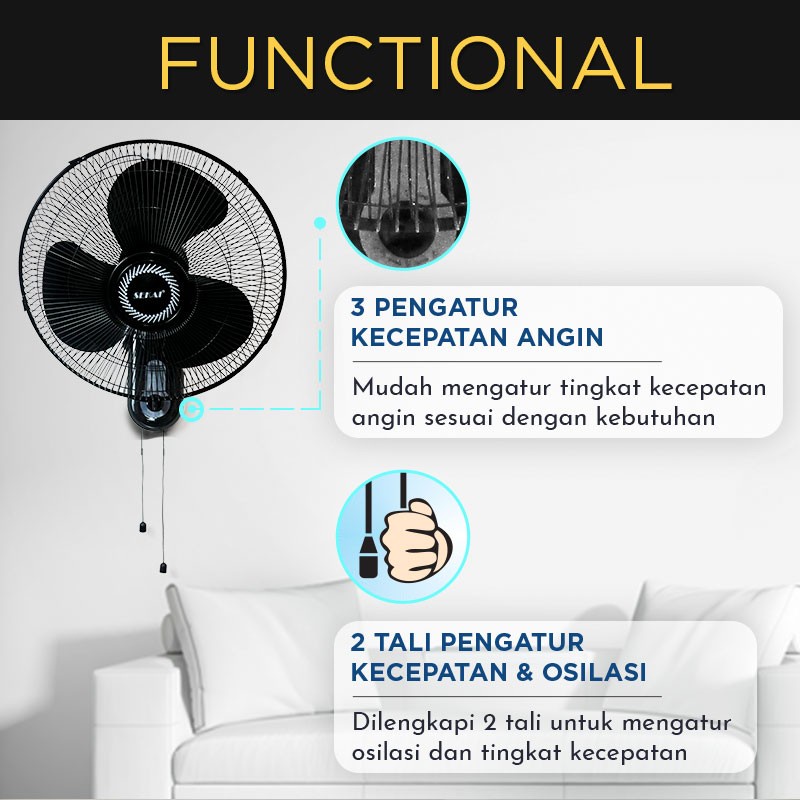 Sekai WFN 1627 Kipas Angin Wall Fan 16Inch . Baru &amp; Bergaransi