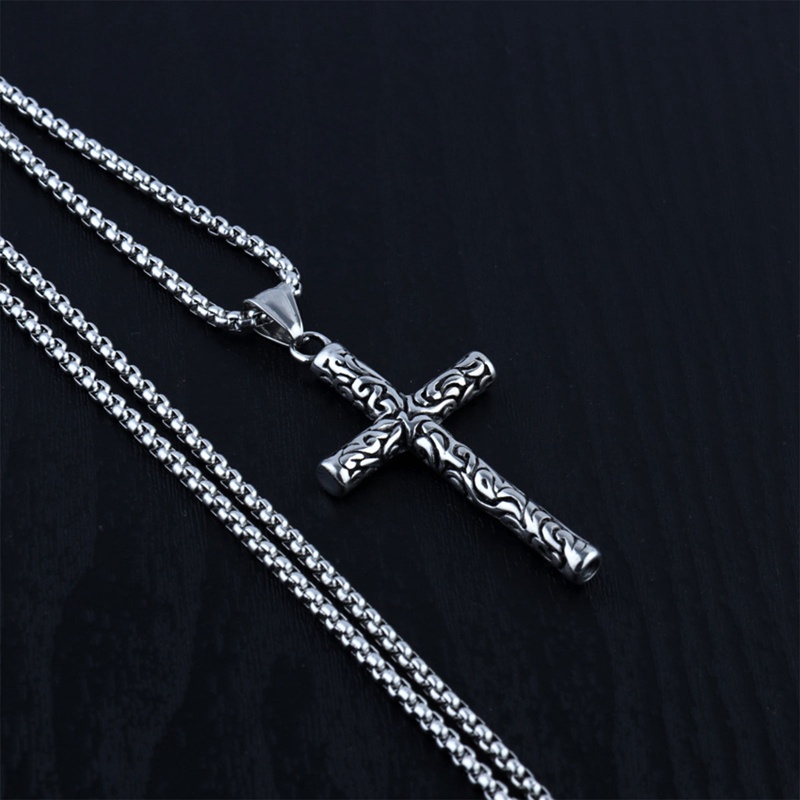 Fancyqube Kalung Liontin Salib Yesus Warna Emas Hitam Aksen Kristal Untuk Wanita