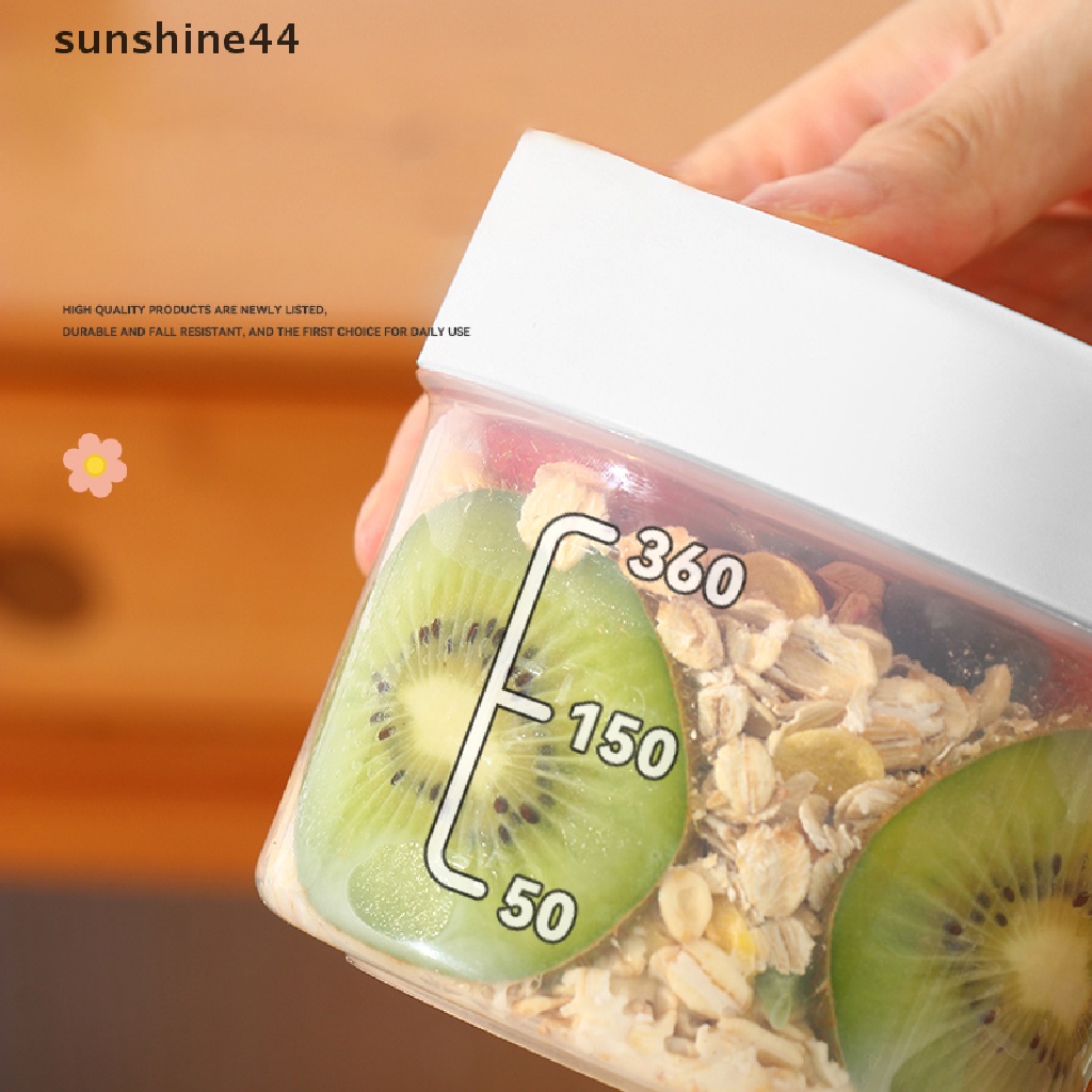 Sunshine 1Pc Gelas Plastik Portable Dengan Tutup + Sendok Untuk Salad / Sarapan