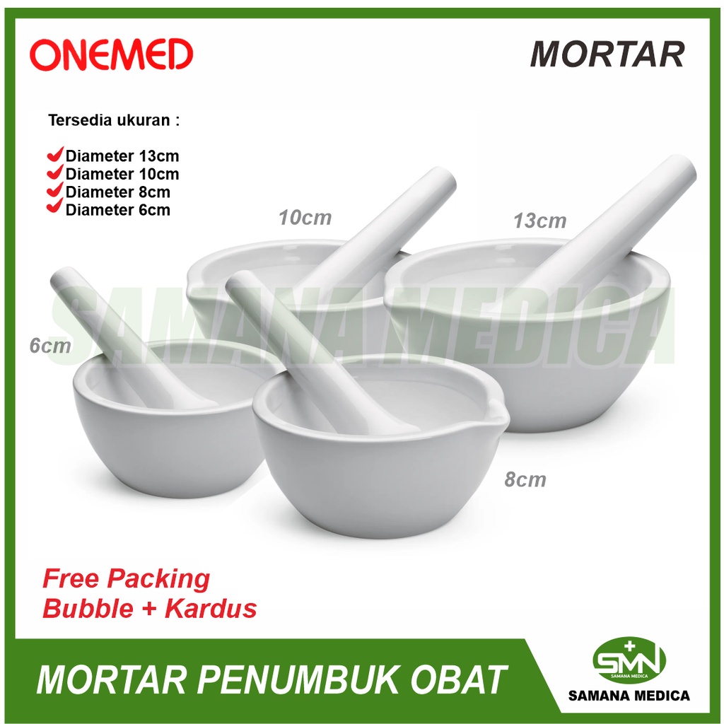 Mortar Alat Penumbuk Obat ONEMED Mortar Ukuran 6 dan 10 Cm Mortar With Pestles ONEMED Free Packing AMAN ( Paralon + Kardus + Buuble )
