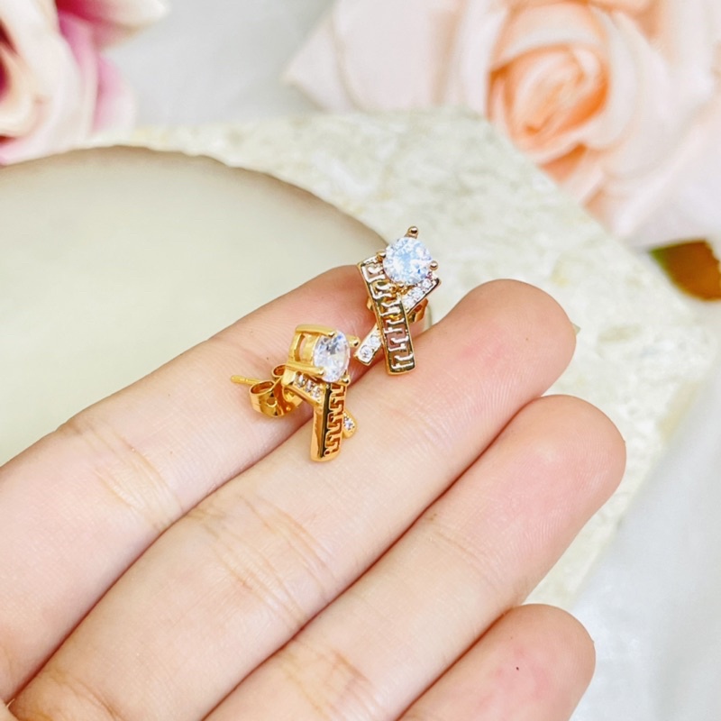 Anting tusuk permata motif emas murah meriah Xuping