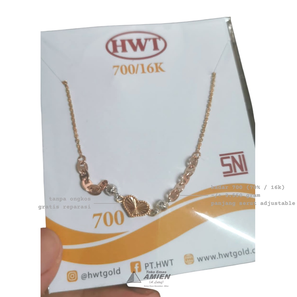 Toko Emas Amien Gelang Emas Asli HWT Kadar 700 (70% / 16K) 3.550 Gram - Bracelet Serut Fashion Love