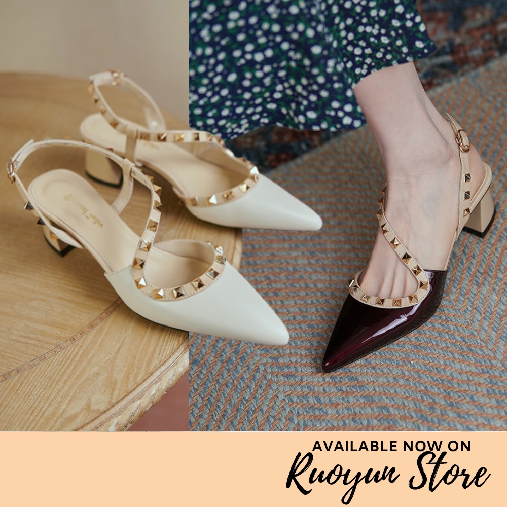 RYS - Sultry Sling Sepatu Slip-On Hak Wanita Fashion Casual - Ori Import