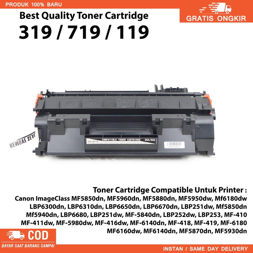 Toner Cartridge 319 Printer ImageClass MF5850dn, MF5960dn, MF5880dn, MF5950dw Mf6180dw, LBP6300dn, LBP6310dn, LBP6650dn, LBP6670dn, LBP251dw, LBP6680, LBP251dw, MF-5840dn, LBP252dw, LBP253, MF-410, MF-411dw MF-5980dw, MF-416dw