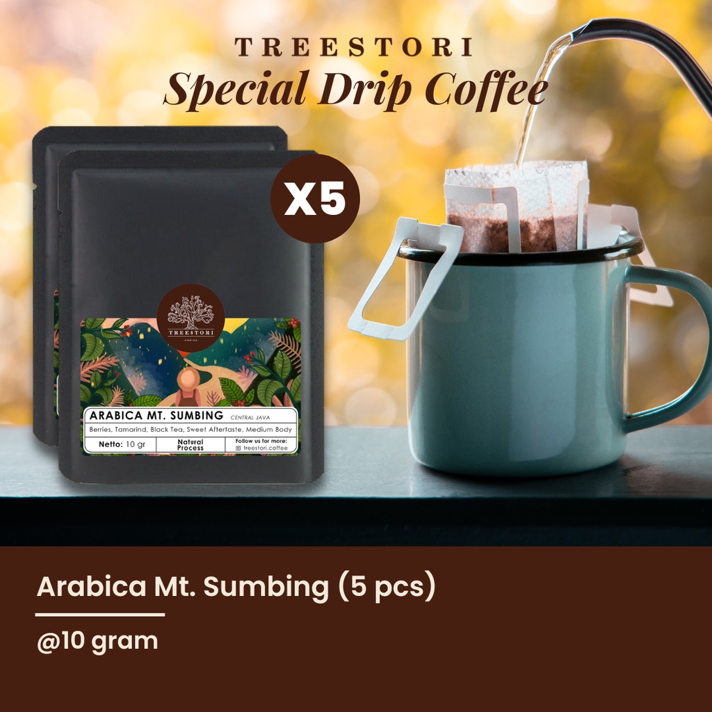 

Treestori Drip Bag / Filter Bag Coffee | Kopi Arabika Gn Sumbing 5 pcs