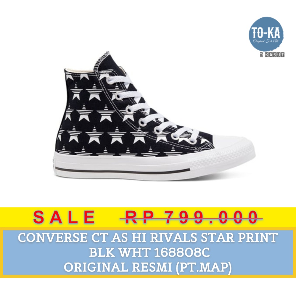 CONVERSE CT AS HI RIVALS STAR PRINT BLK WHT 168808C original resmi