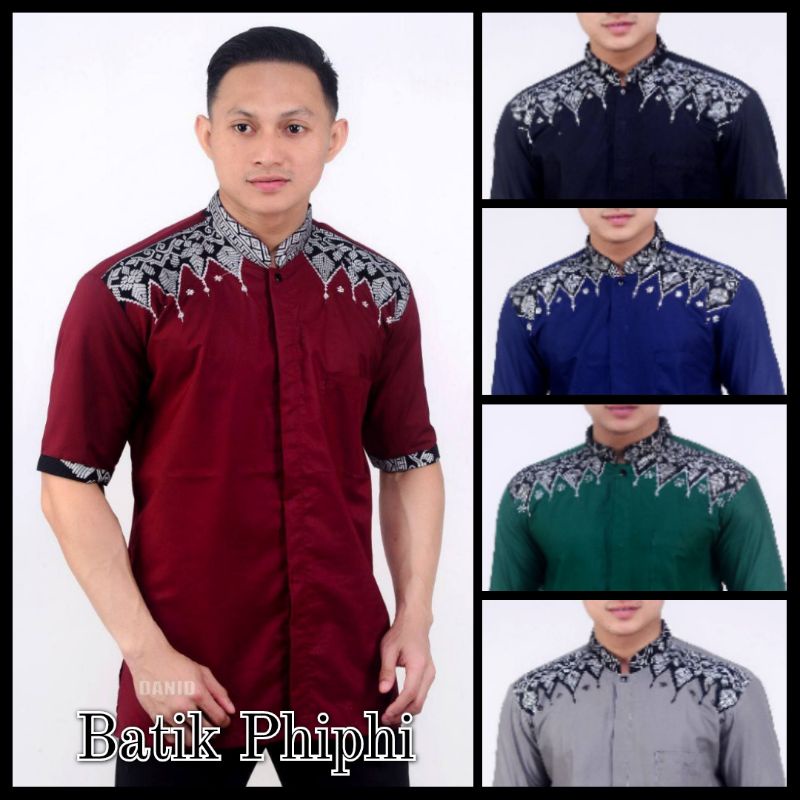 Koko Bordir Kombinasi Batik Lengan Pendek Terlaris Size M, L, XL #1 ( ORIGINAL )