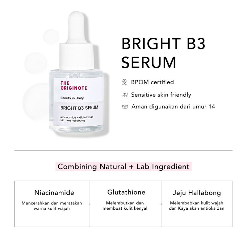 The Originote Serum Series 20ML BPOM/ Serum Wajah Bright, Acne, Ceratides, Peeling, Asrachiol, Murah!