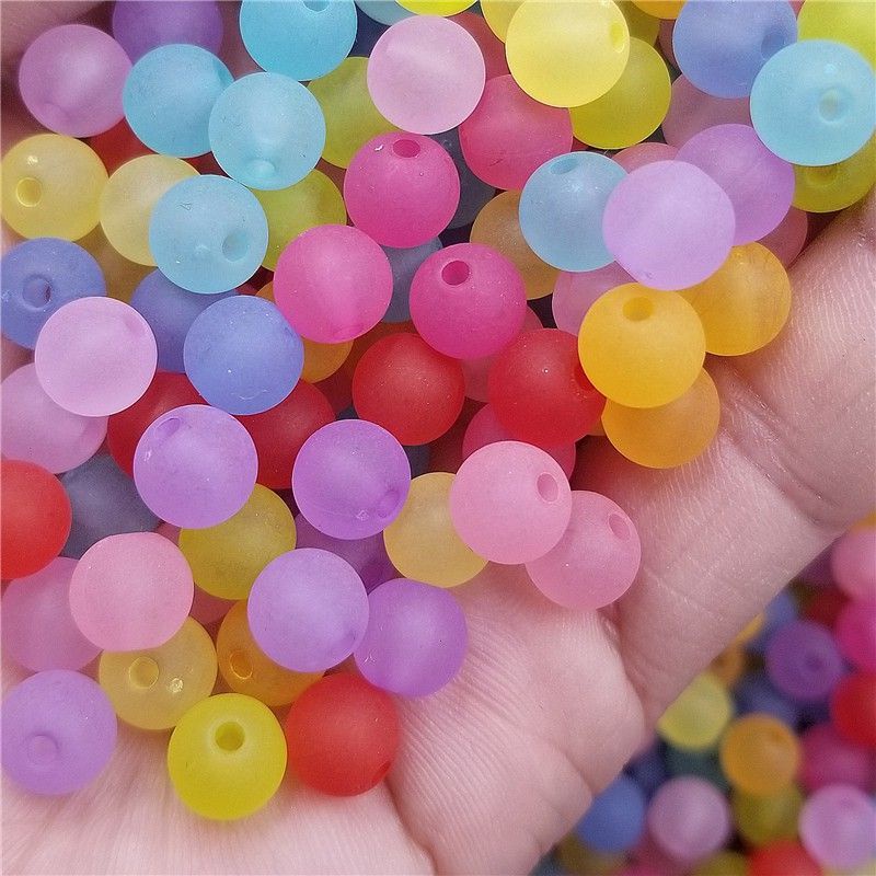 Manik bulat ice 8mm - 10mm isi 50gram - Manik bulat Warna - Manik kaca 8mm