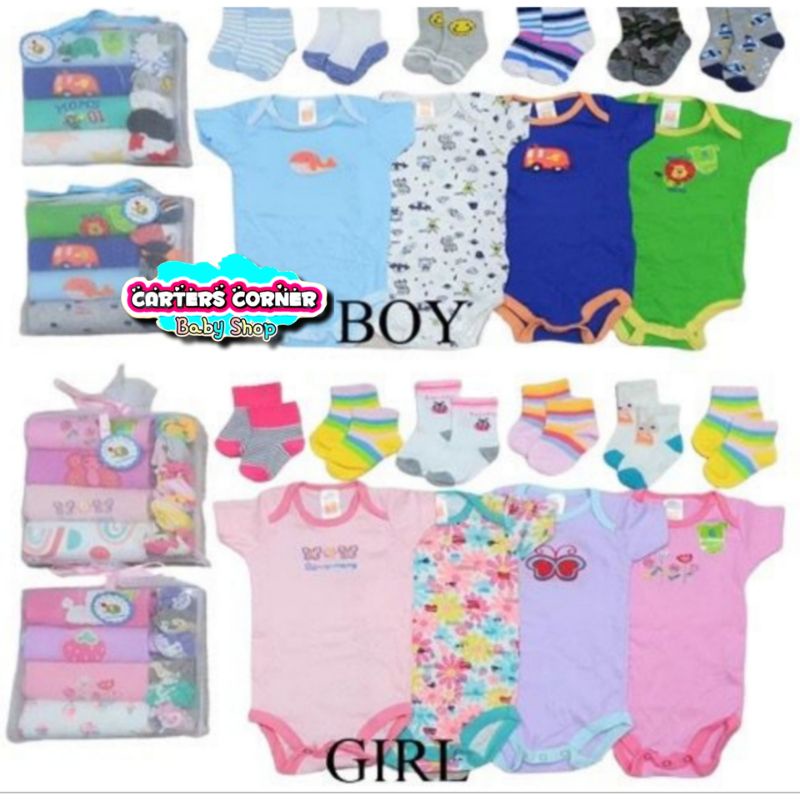 16 in 1 set JUMPER PENDEK POLOS BAYI BLUEFLY (SNI) /JUMPER POLOS BAYI FASHION / JUMPSUIT PENDEK 4 PCS DAN 6 PASANG KAOS KAKI