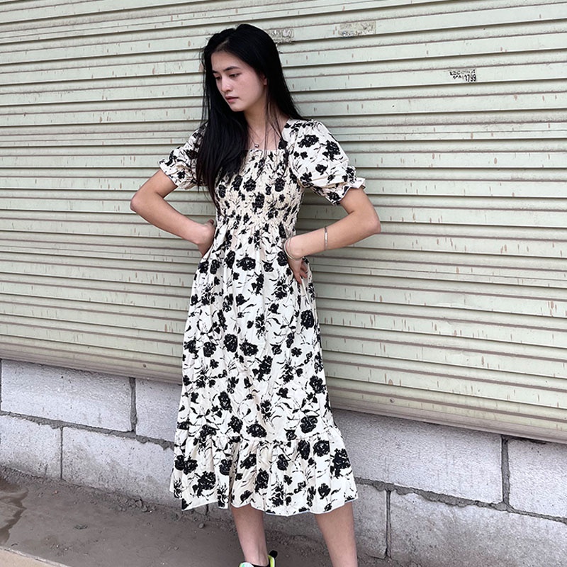 Gaun Musim Semi Floral Kasual Baru Dress Pantai Gaya Korea