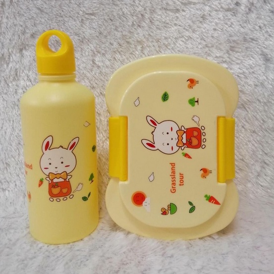 BB7 - Lunch Box Set Anak Cartoon Kotak Bekal Makan Dan Botol Minum Set Anak Motif Kartun