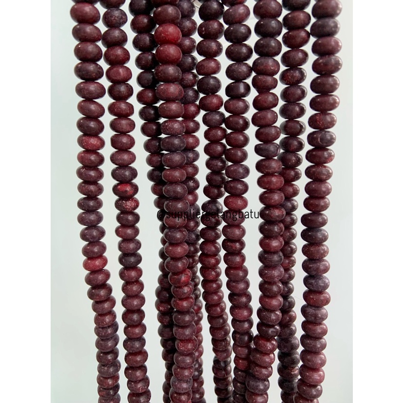 batu rondelle Stone Beads 4 x 6mm PURPLE AGATE DOFF pembatas tasbih