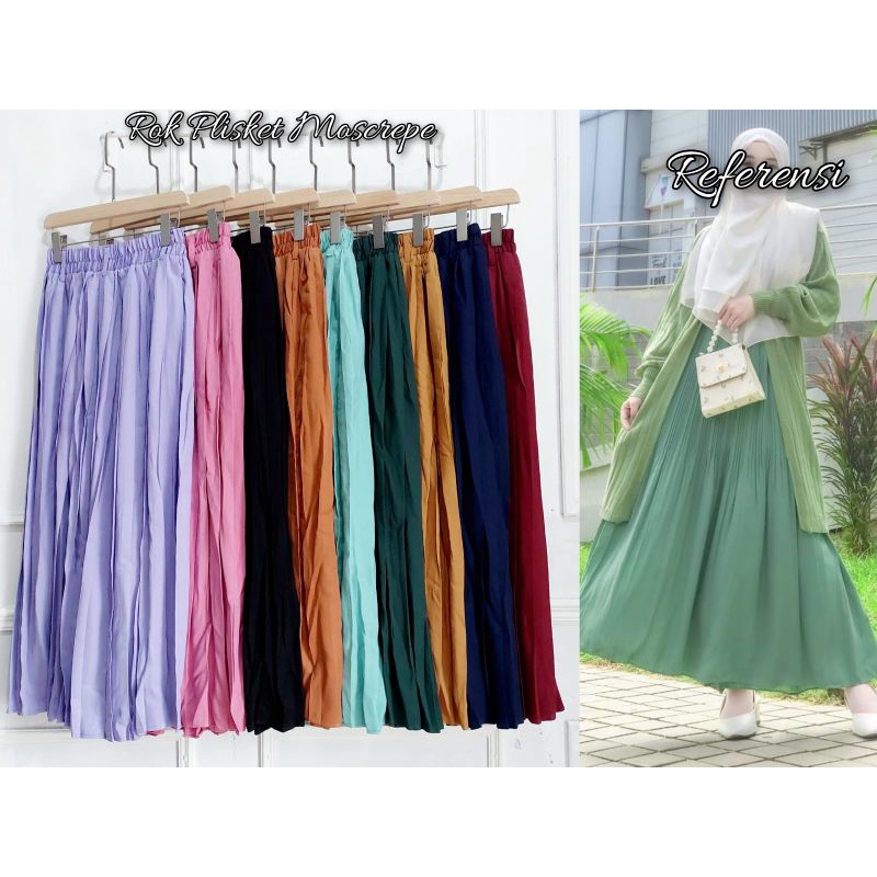 ROK PLISKET MOSCREPE//OUTFIT KECE//ROK SIMPLE