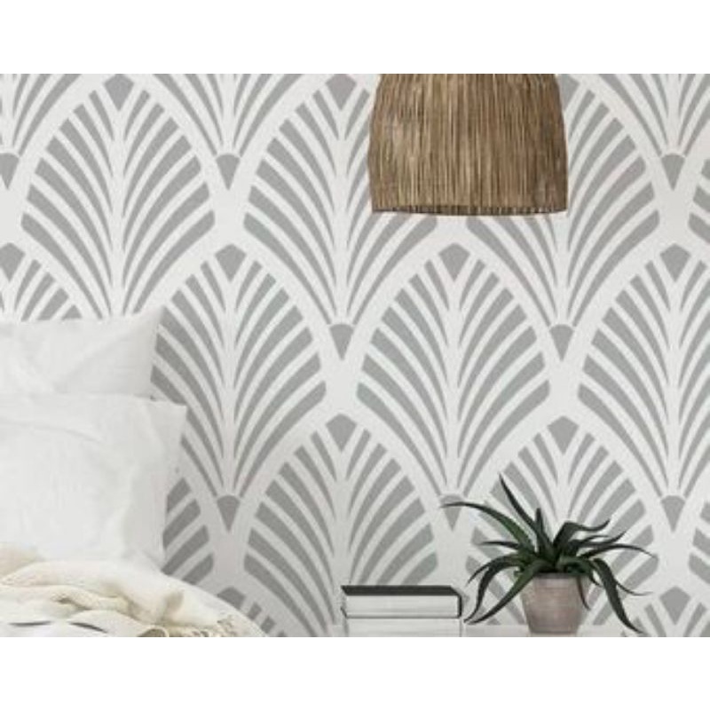 stensil dinding motif kipas & bata