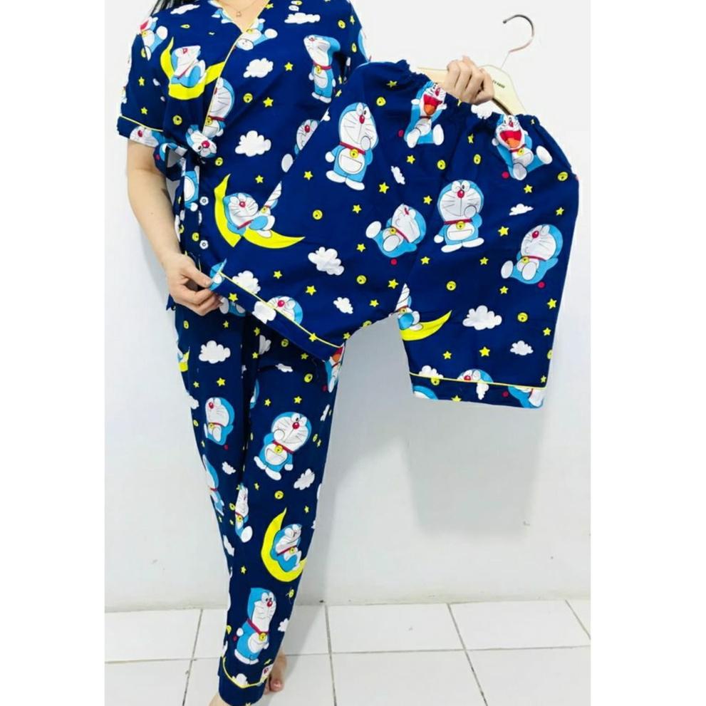 Kimono 3in1 Wanita Motif Bunga - Karakter Kartun - Satin Embos - Baju tidur Kimono 3in1 - Bahan Katu