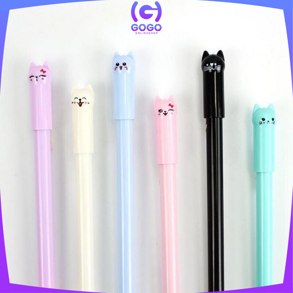 GOGO-A14 Pulpen Gel Karakter Kartun Kucing Pena Unik Bolpen Motif Kucing Stationary Alat Tulis Murah