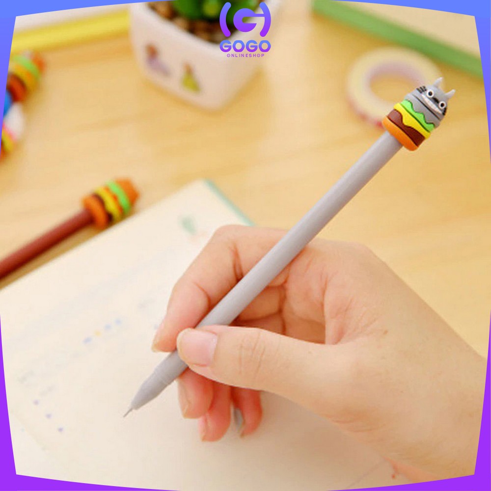 GOGO-A7 Pena Hamburger Cartoon/Pulpen Burger Unik/Pen Burger Kartun Line Stationary