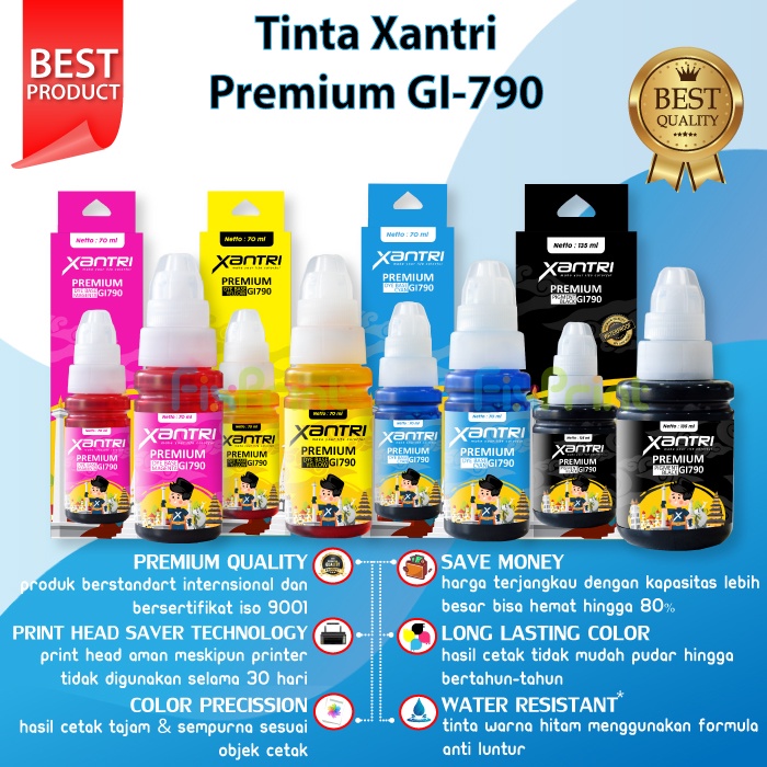 Tinta Xantri Premium GI790 GI-790 Black Pigment 135ml CMY 70ml Printer Cn PIXMA G1010 G2010 G3010 G4010 G4000 G3000 G2000 G1000