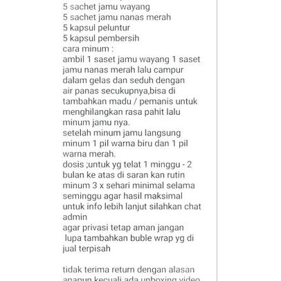 

BIG SALE jamu terlambat bulan | jamu lancar haid | jamu cap wayang + nanas merah ✡ 871